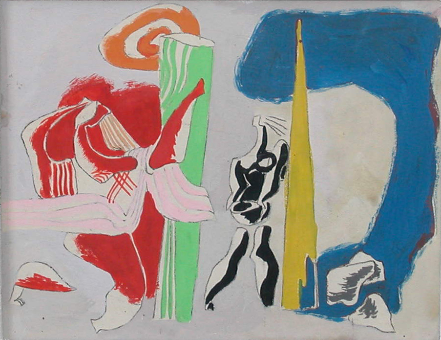 Wim Kersten gouache on paper small color 1946 'vrij beelden'