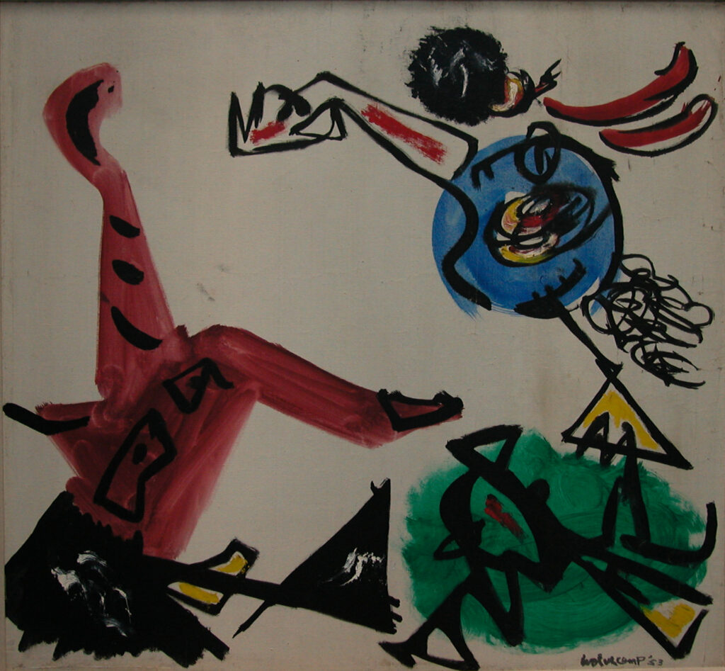 theo wolvecamp 1953 oil on canvas 'jongleurs'