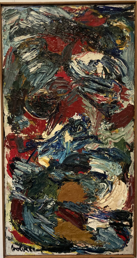 theo wolvecamp 1961 oil on canvas 'krachtsinspanning van een vogel'