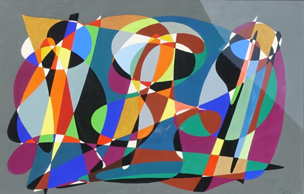 colorful composiet on paper gouache ca. 1949 by Andre van der vossen