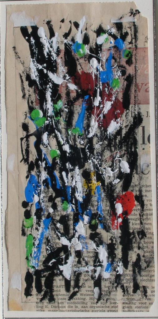 small oil dripping on newspaper by andre van der vossen