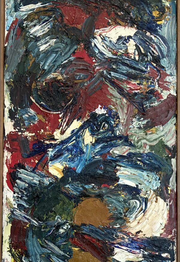 theo wolvecamp 1961 oil on canvas 'krachtsinspanning van een vogel'