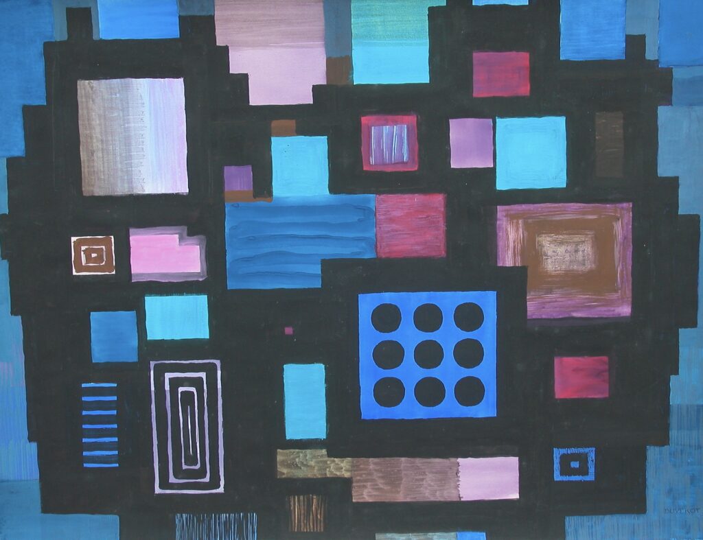 Adrie Duvekot gouache op papier augustus 1955 'atoomoven'