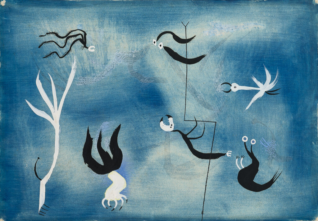 wil leewens ca 1953 gouache on paper 'ritselend doolhof'